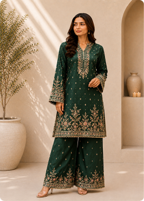 Royal Plum Embroidered Kurti Set