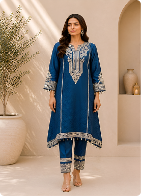 Royal Plum Embroidered Kurti Set